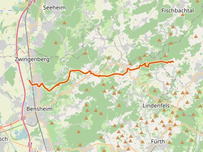 GR-HW 18 - Odenwaldklub HW 18, Vier-Länder-Weg (Teilstück Worms - Michaelstadt)
