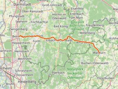 PR-HW 22 - Odenwaldklub HW 22, Bensheim - Erbach - Walldürn