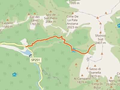 CAI-490 - Lago di Pontesei - da S.P. 251 - Bivacco Casera Campestrin