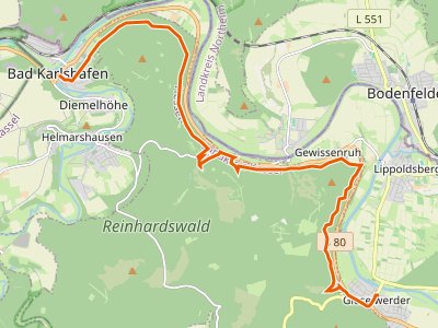 GR - Hugenotten- und Waldenserpfad, Etappe Gieselwerder - Bad Karlshafen